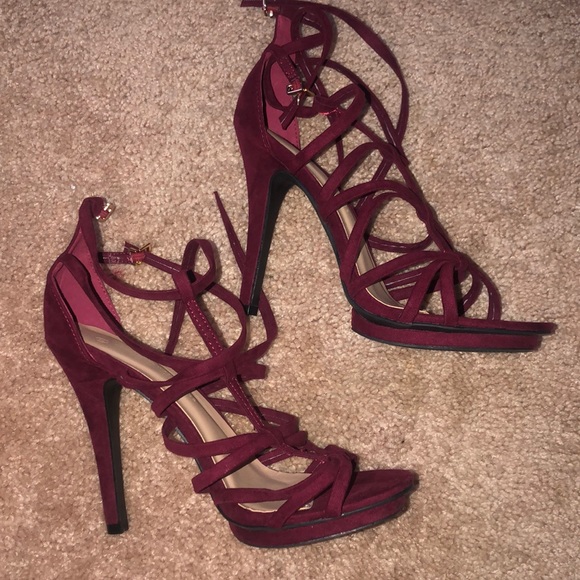 new look burgundy heels